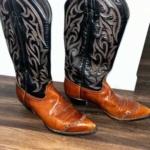 Men's Western Leather Boots - Black and Brown